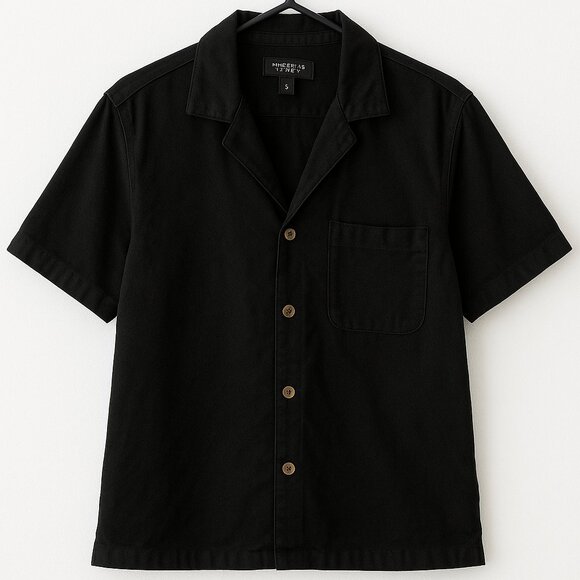 Streetwear Society Black Button-Up Shirt - Short Sleeves (Small) - Picture 1 of 2